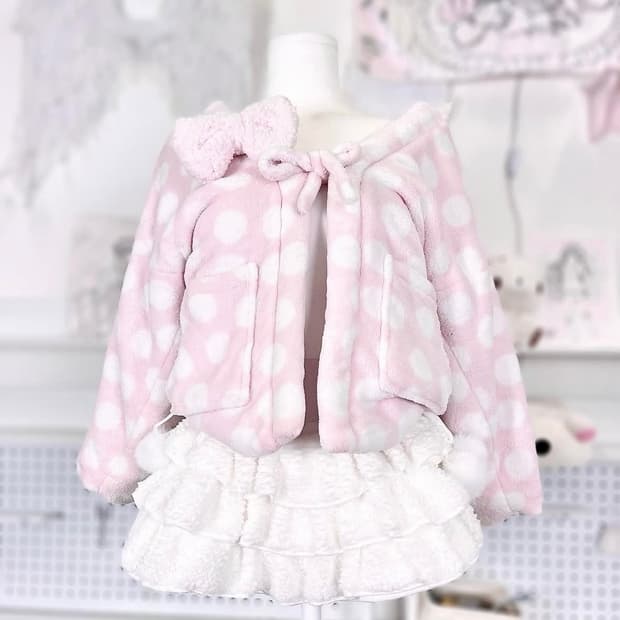 빈티지 히메가루 핑크 도트 한텐 리즈리사 트랄라라 아가일 큐롯 라떼갸루 