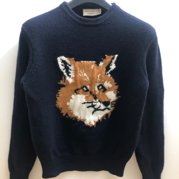[남성XS] 메종키츠네 폭스헤드 니트 네이비