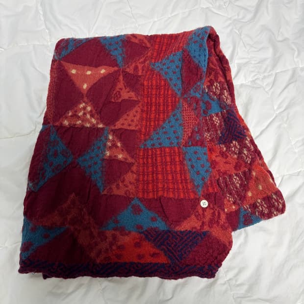 캐피탈 슈렁큰 울 인디고 스카프 머플러 레드