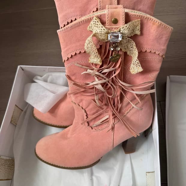 리즈리사 핀터깔 히메카지 핑크 부츠 