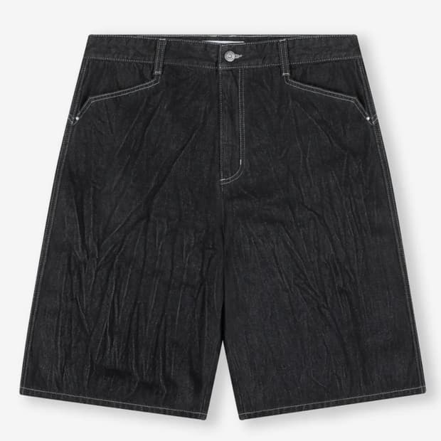 비슬로우 크링클 데님 블랙 쇼츠 30 size