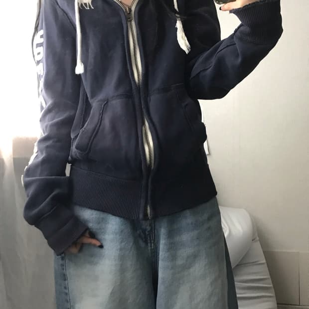 아베크롬비 네이비 스티치 후드집업