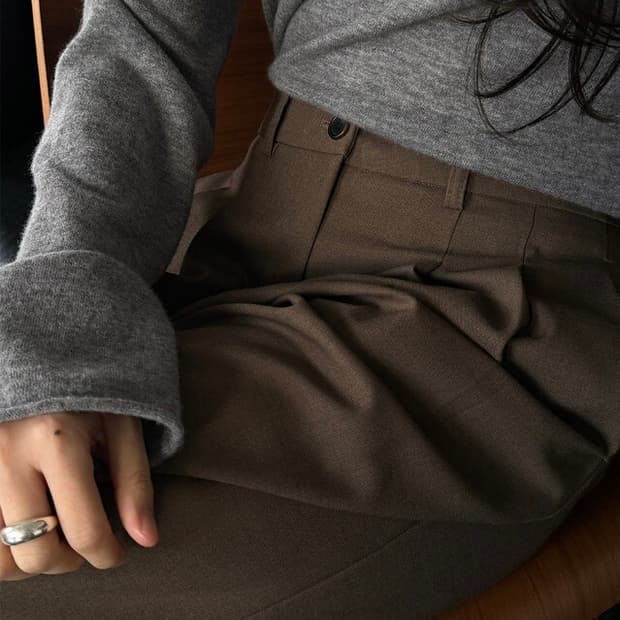 킨다베이지 핀턱 슬랙스(모카브라운, 롱버전/L)