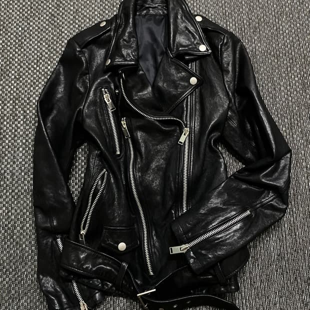 Multi Zipper Detail Leather Jacket