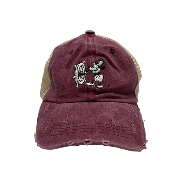 미키마우스 선장 빈티지 볼캡 버건디