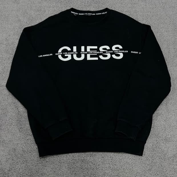 (M) 게스 로고 프린팅 기모 맨투맨