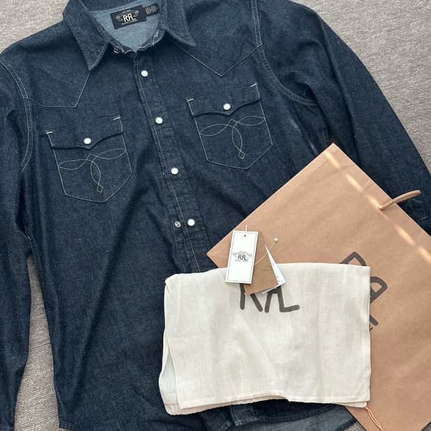 rrl 슬림핏 웨스턴 데님셔츠 L