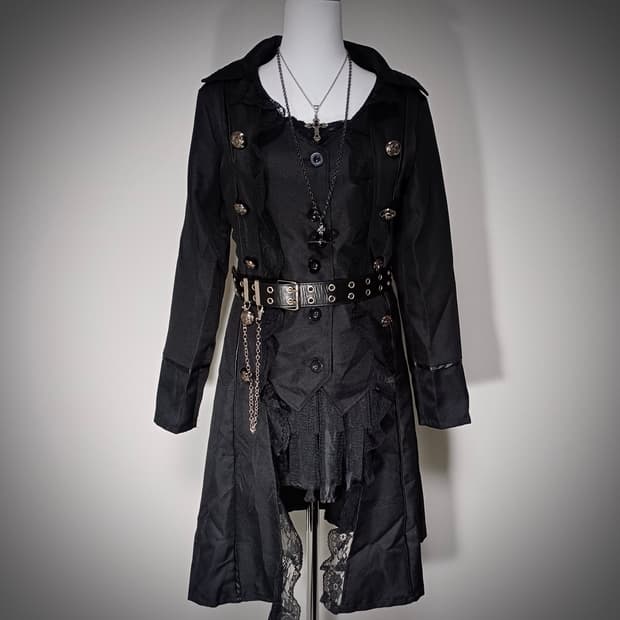 고스펑크 은장 레이어드 원피스 고스로리 y2k