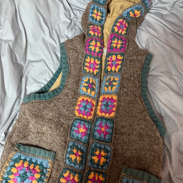 TITICACA 티티카카 자수 베스트 후드 조끼 모리걸 하구미 히피