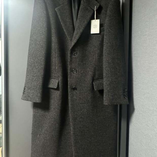 문선 투웨이 카라 버튼 롱코트 아스팔트 트위드 (M)
