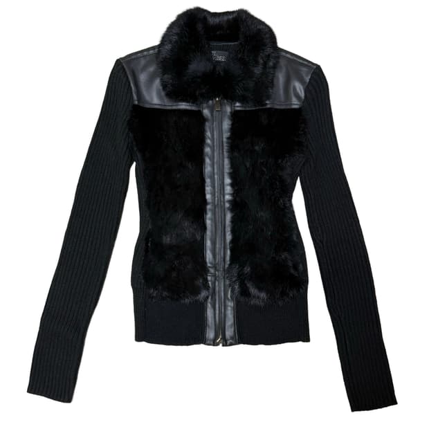 Vtg 갸루 y2k 아크릴 퍼 울 가디건