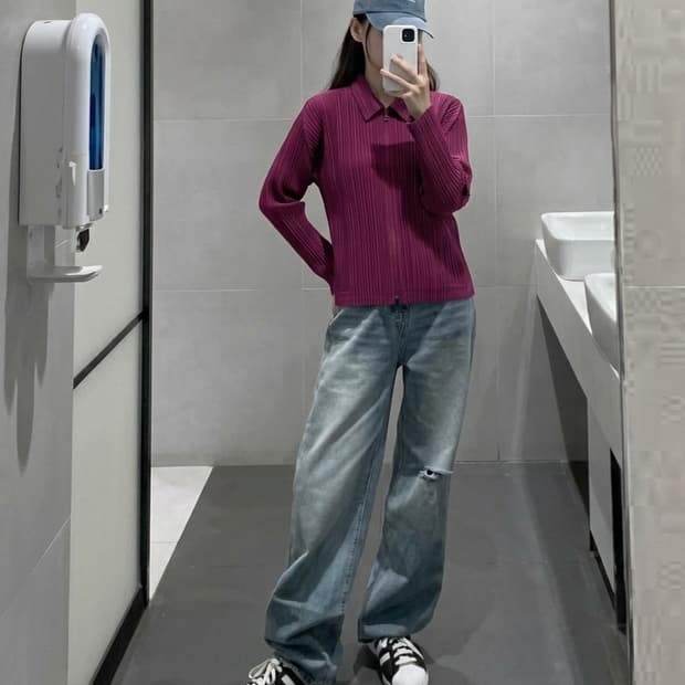 (정품) PLEATS PLEASE(플리츠플리즈) 집업 가디건