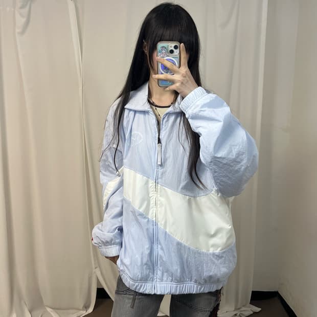Nike sky blue big swoosh windbreaker