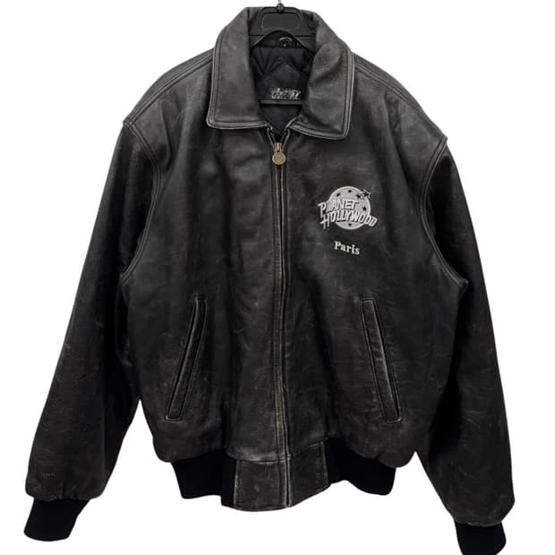 플래닛 할리우드 파리 빈티지 카우 레더자켓