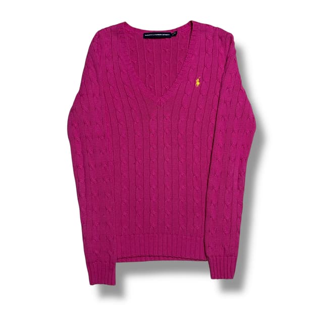 Polo Ralph Lauren 핑크 여성용 케이블 코튼 니트