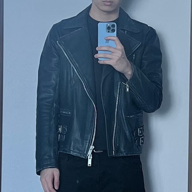 No ID 버팔로 가죽 투웨이 라이더 자켓