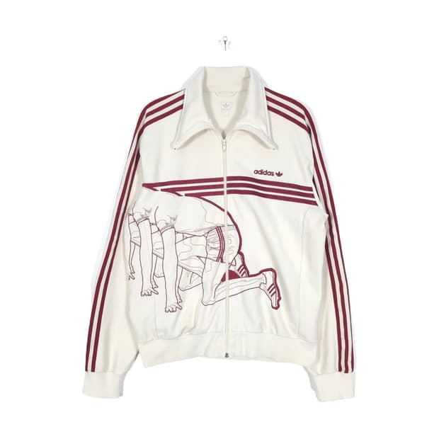 Adidas 와이드 카라 레슬링 그래픽 트랙탑 L