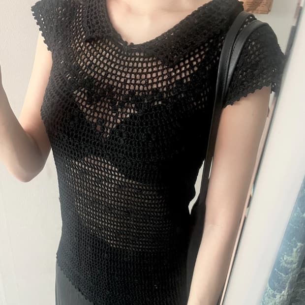 빈티지 크로셰 카라 니트