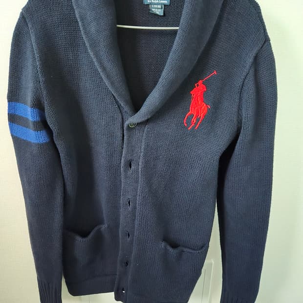 폴로 배색 가디건