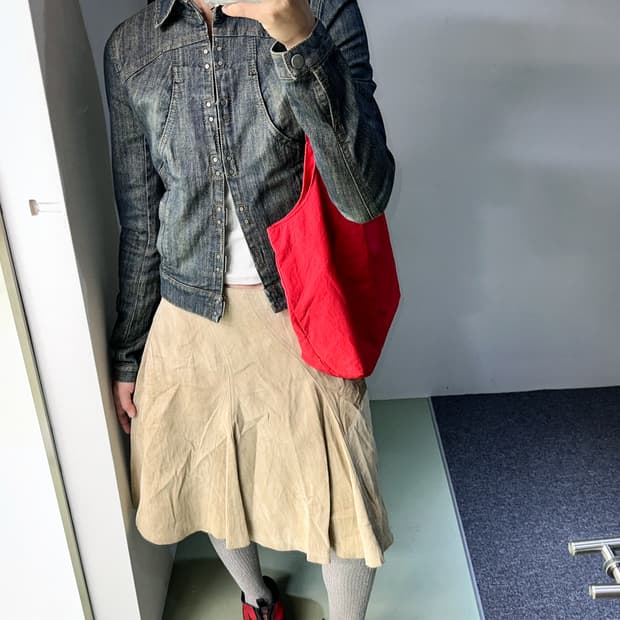 pig leather beige midi skirt