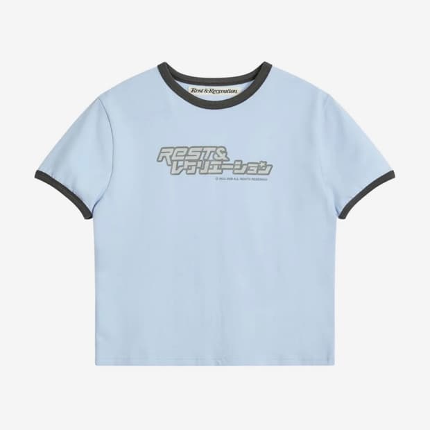 ANIME LOGO RINGER T-SHIRT - SKY BLUE 