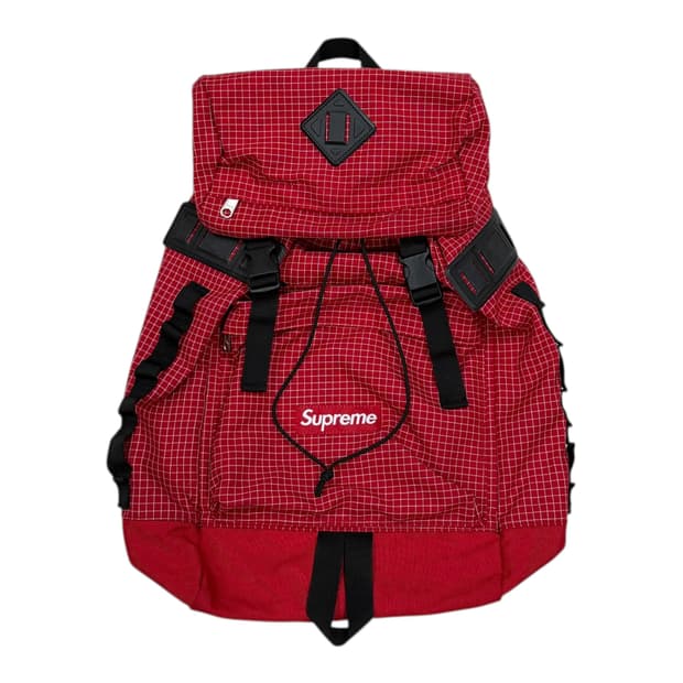 09FW 슈프림 드로우스트링 복조리 백팩 가방 체크 레드
