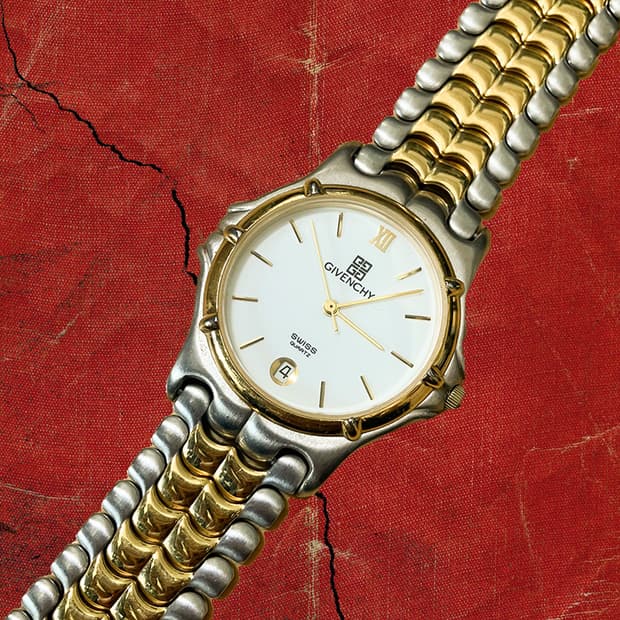 Givenchy 지방시 실버 골드 트라이벌 빈티지 쿼츠 시계 