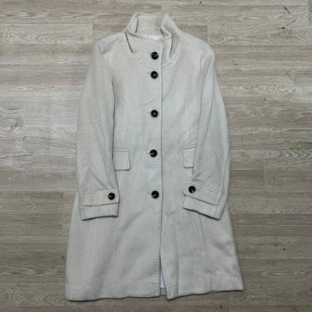 빈폴 여성 알파카 스탠드넥 싱글 앙고라 롱코트 [아이보리] S/90