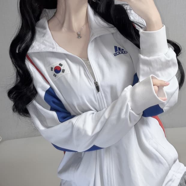 아디다스 대한민국 국대 져지 오버핏 낭낭 트랙탑 화이트 105