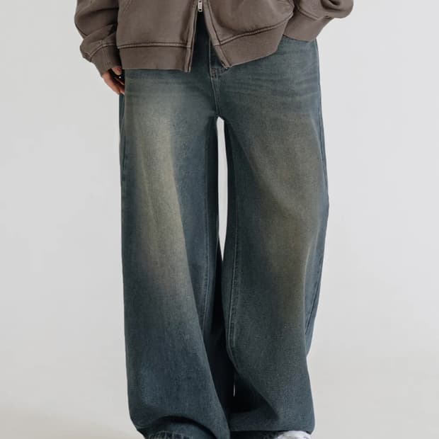 빈티지 워싱 데님 와이드팬츠