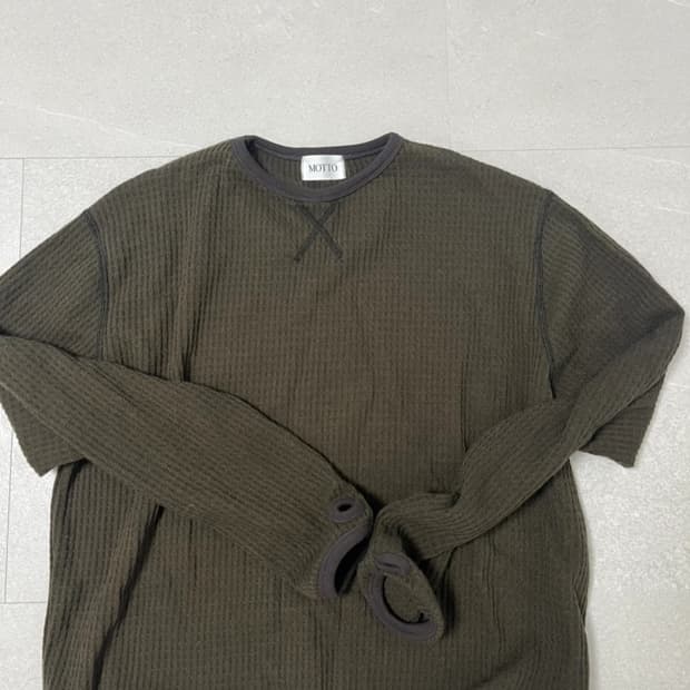 히오비 와플 핸드워머 긴팔 티셔츠 딥카키