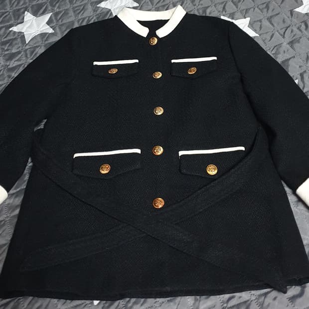 트위드 금장버튼 벨티드 럭셔리 미드자켓 (F)