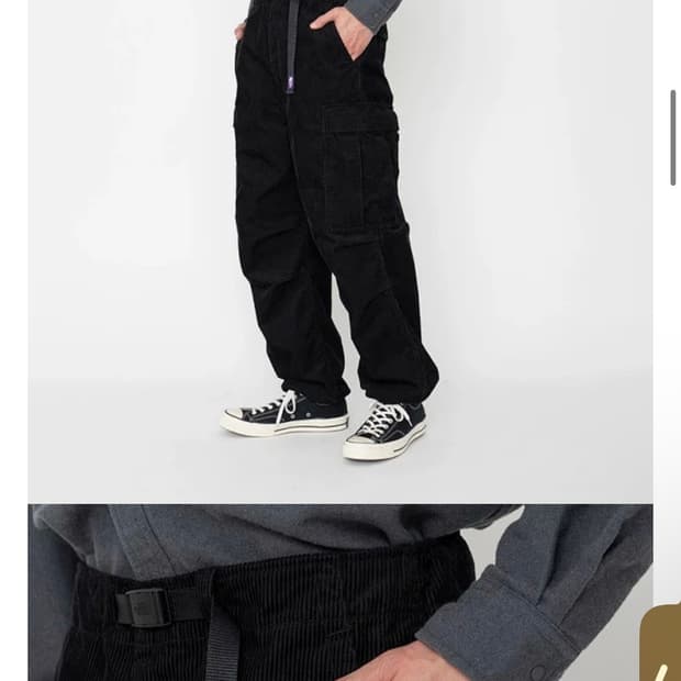 노스페이스 퍼플라벨 코듀로이 카고 팬츠 블랙 NT5260N