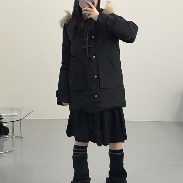 Mystic Black Nylon Puffer Jackets