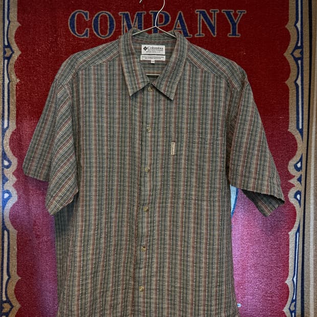 콜롬비아 빈티지 체크 반팔 셔츠 M 