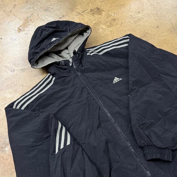 아디다스 블랙 그레이 패딩 점퍼 자켓