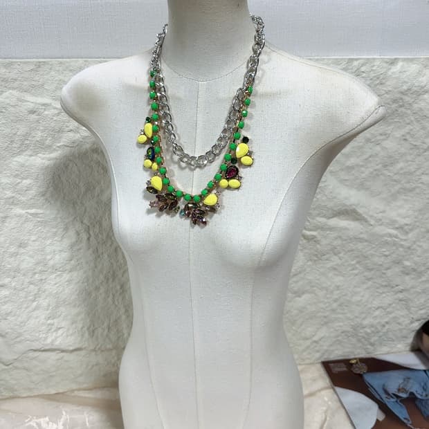 빈티지 오리엔탈 쿠바체인 레이어드 목걸이