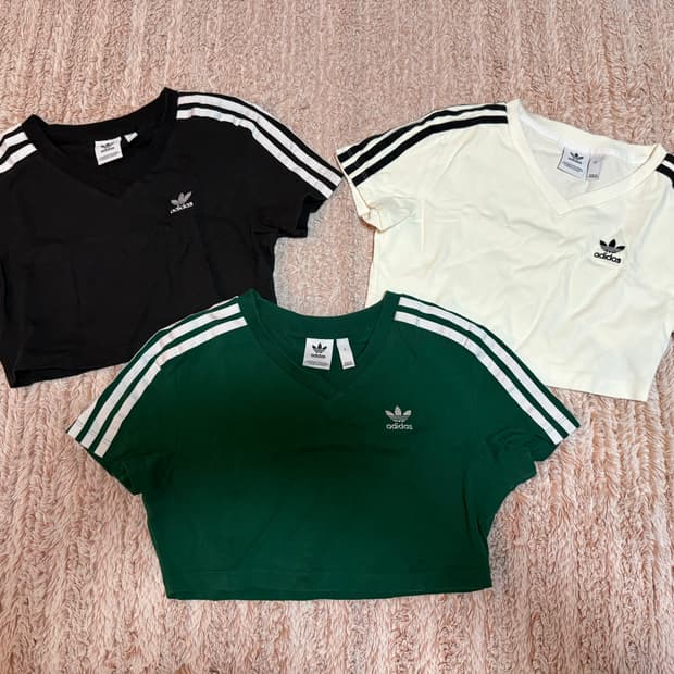 아이다스 크롭티 블랙,화이트(xs)그린(s)