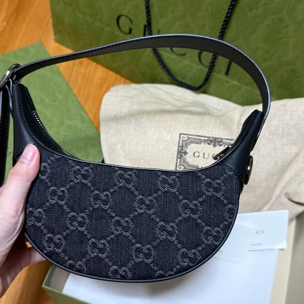 구찌 오피디아 GG 미니백 그레이 블랙 데님