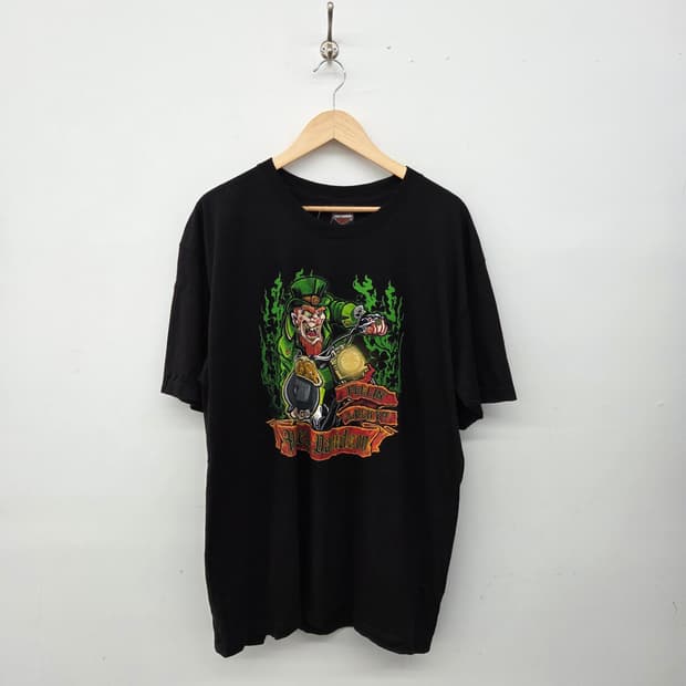 할리데이비슨 럭키 Leprechaun 프린팅 티셔츠 블랙 XL