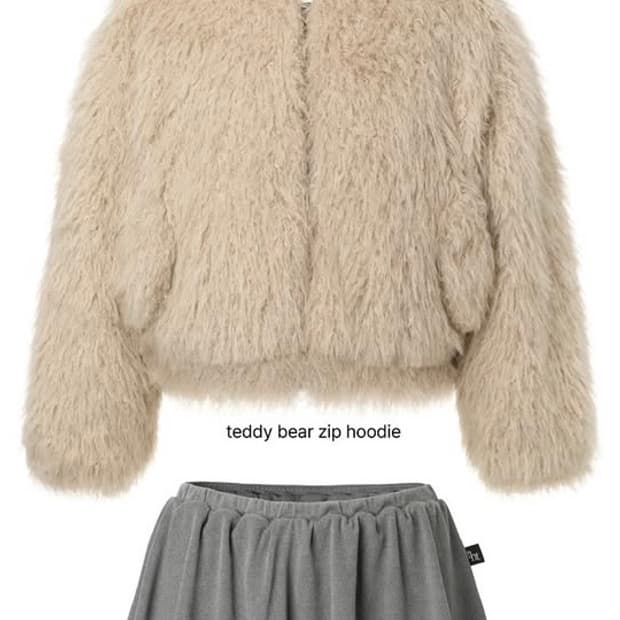 threetimes teddy bear zip hoodie