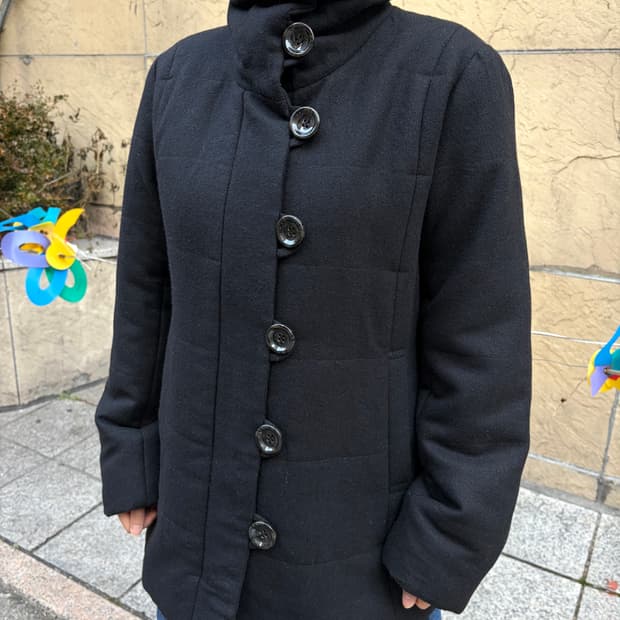 일본 빈티지 Stacy 버튼 하이넥 카라 숏코트 