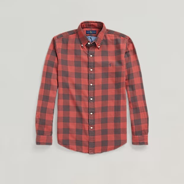 폴로 정품 레드체크셔츠 클래식핏 s 