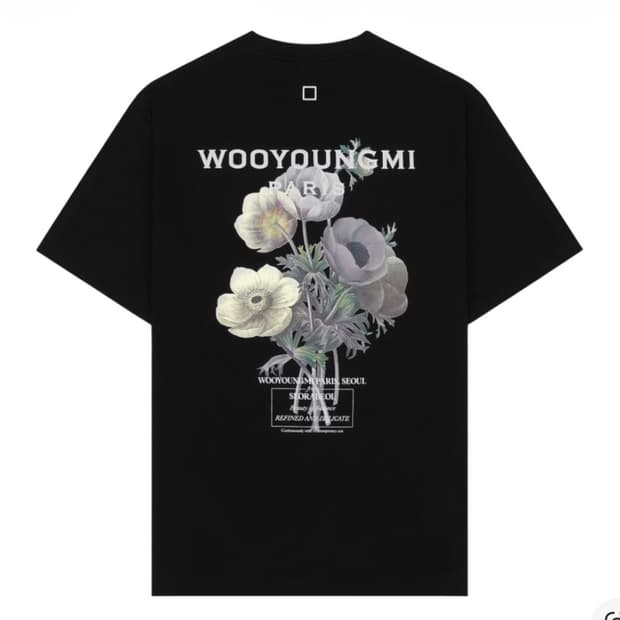 23FW 우영미 플라워 백로고 티셔츠 블랙