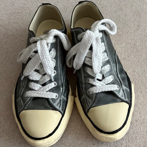 미하라 야스히로 피터슨 파라핀 레더 스니커즈 블랙/44