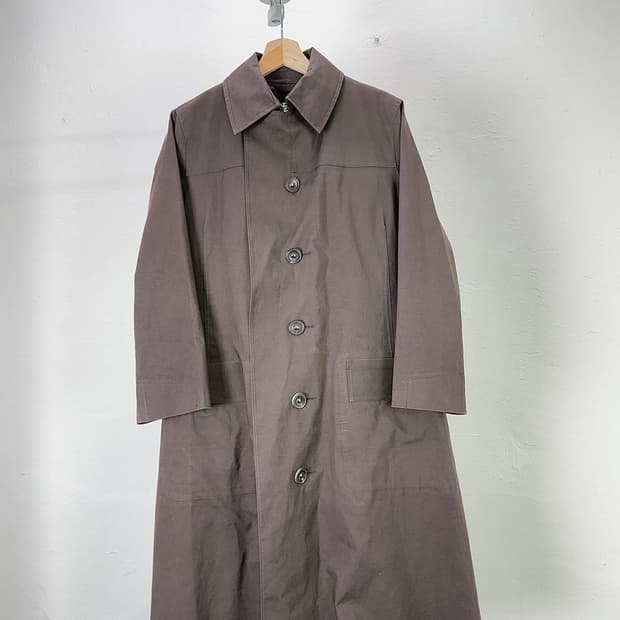 요지야마모토 와이즈 다크 브라운 코튼 트윌 트렌치 코트