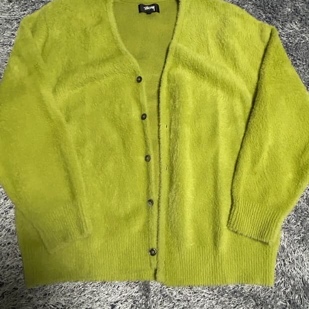 스투시 쉐기 가디건 라임