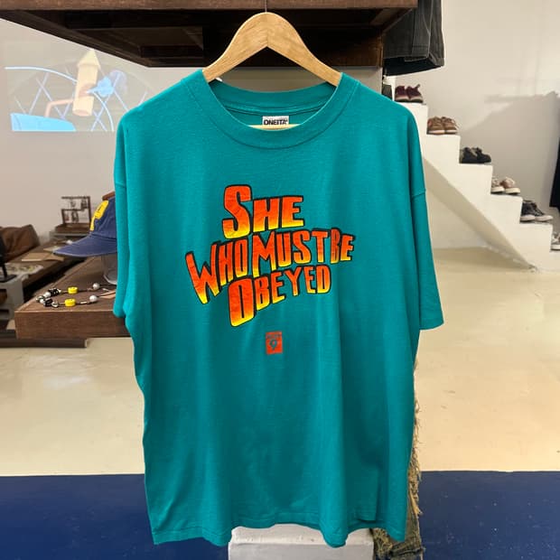 1990s obeyed 싱글스티치 민트코어 반팔티 