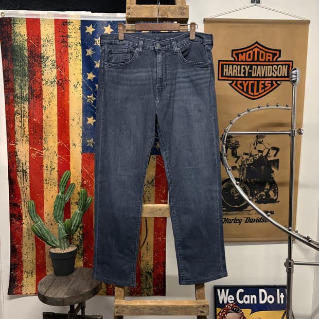  현행 리바이스 505 레더탭 유드즈페이드 블루블랙 데님팬츠 N392