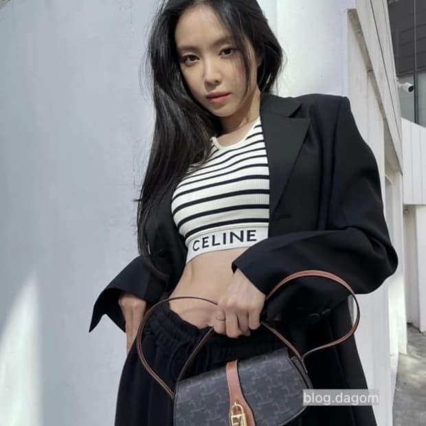 S/ 셀린느 스트라이프 크롭 브라탑.탱크탑